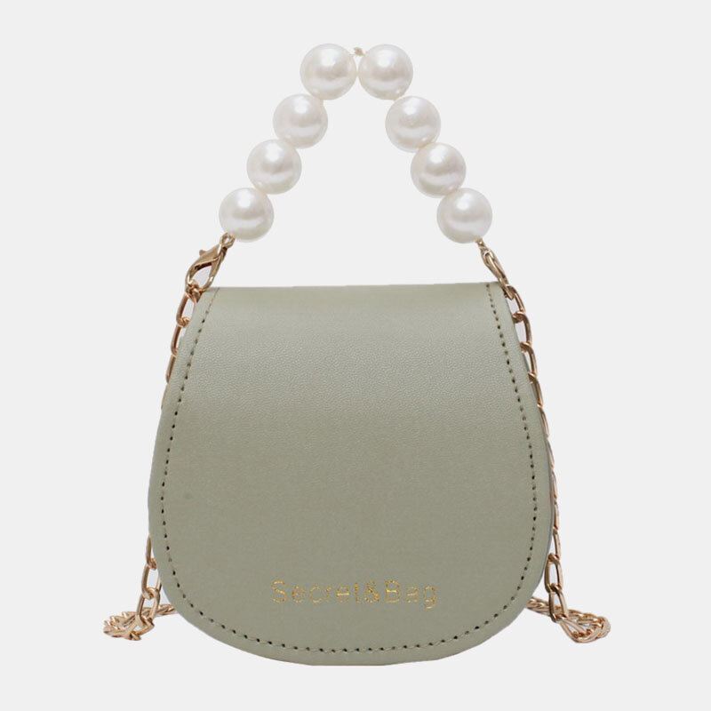 Naisten Pu Nahka Pearl Chain Käsilaukku Olkalaukku Crossbody Laukut