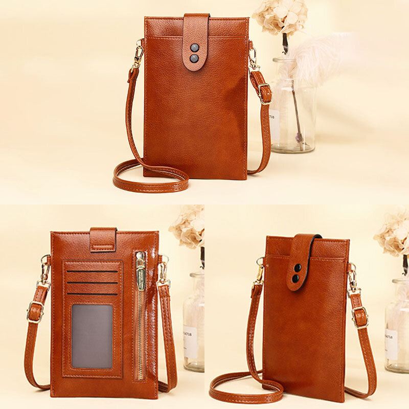 Naisten Pu Nahka Retro 6.3 Tuuman Puhelinlaukku Mini Multi-card Slot Crossbody Laukut Olkalaukku