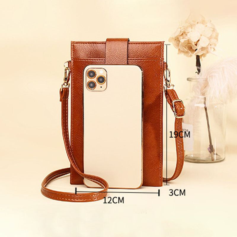 Naisten Pu Nahka Retro 6.3 Tuuman Puhelinlaukku Mini Multi-card Slot Crossbody Laukut Olkalaukku