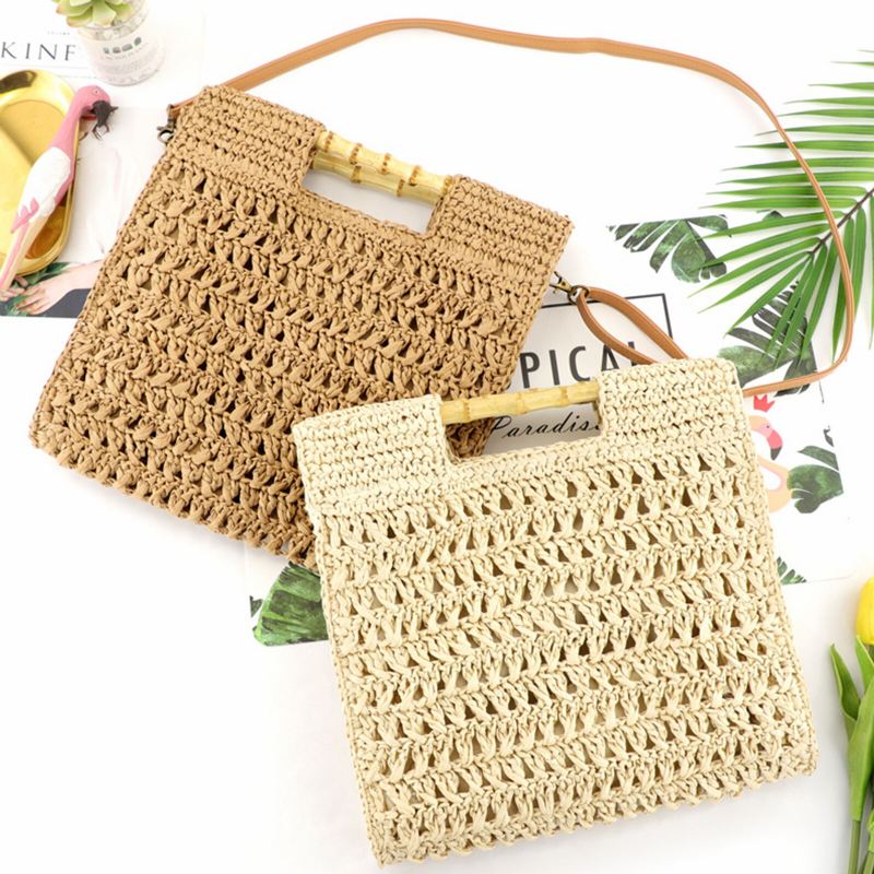 Naisten Straw Elegant Holiday Crossbody Bag Cabriolet Hihna Rento Beach Sweet Käsilaukku