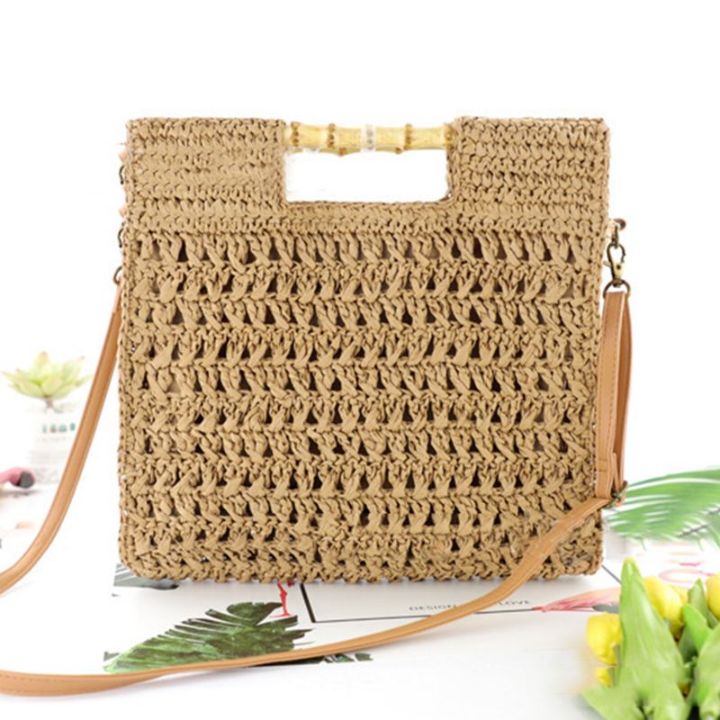 Naisten Straw Elegant Holiday Crossbody Bag Cabriolet Hihna Rento Beach Sweet Käsilaukku