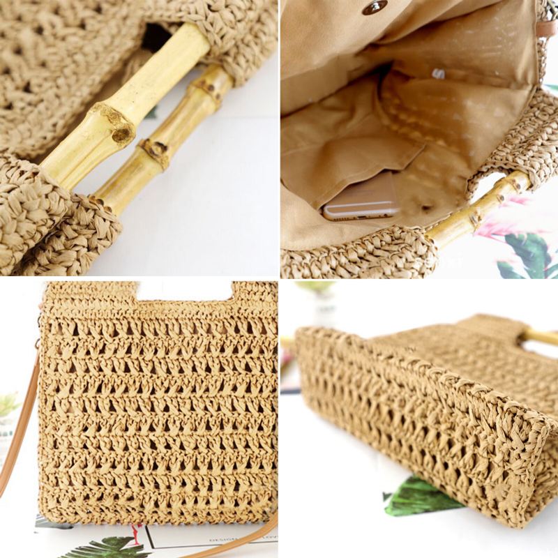 Naisten Straw Elegant Holiday Crossbody Bag Cabriolet Hihna Rento Beach Sweet Käsilaukku