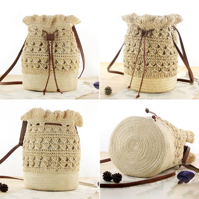 Naisten Strawn Bohemian Tyylikäs Kevyt Crossbody Bag Beach Bucket Bag