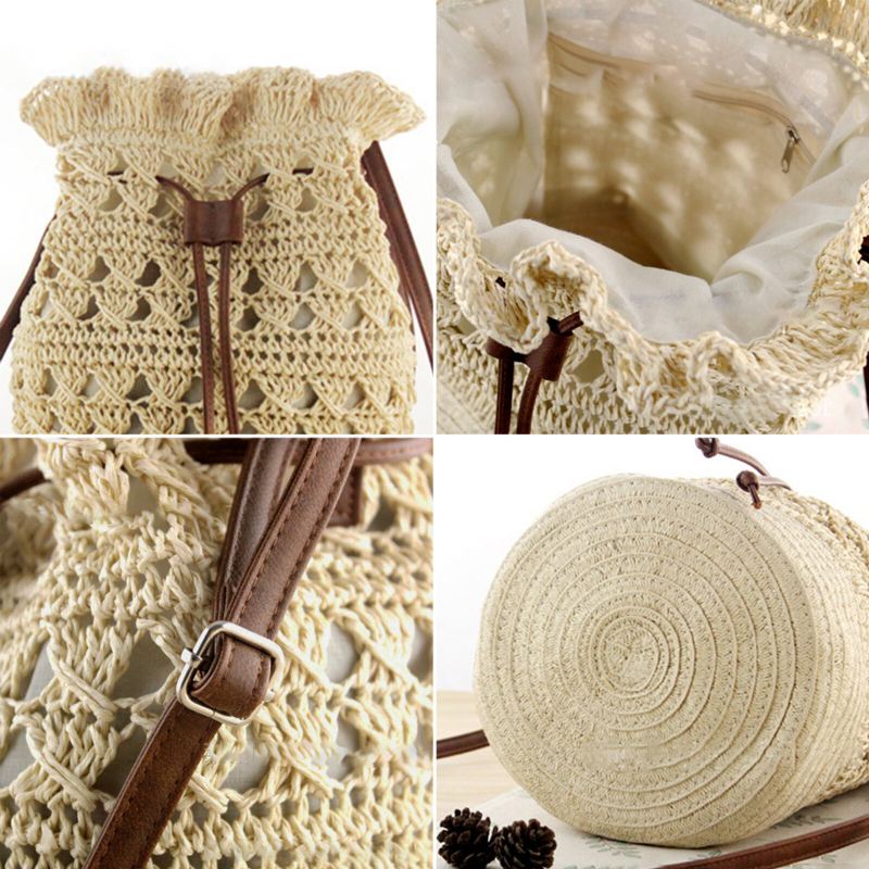 Naisten Strawn Bohemian Tyylikäs Kevyt Crossbody Bag Beach Bucket Bag