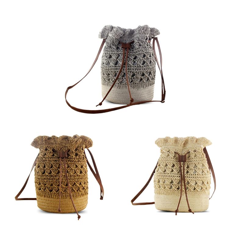 Naisten Strawn Bohemian Tyylikäs Kevyt Crossbody Bag Beach Bucket Bag