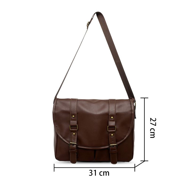 Uniseksuaali Tekonahka Vintage Suuri Kapasiteetti Multi Slot Messenger Bag Kestävä Crossbody Laukku