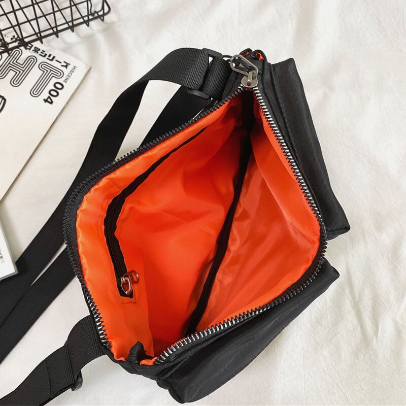 Unisex Kaksinkertainen Etutasku Vetoketjutasku Crossbody Laukut Nylon Casual Yksinkertainen Kulutusta Kestävä Olkalaukku