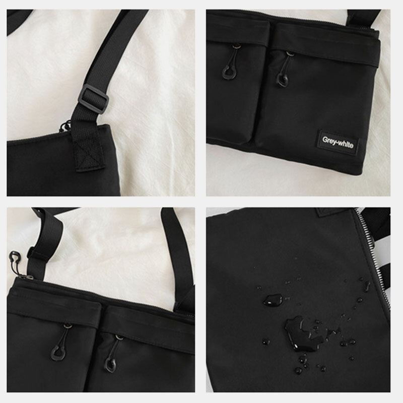 Unisex Kaksinkertainen Etutasku Vetoketjutasku Crossbody Laukut Nylon Casual Yksinkertainen Kulutusta Kestävä Olkalaukku