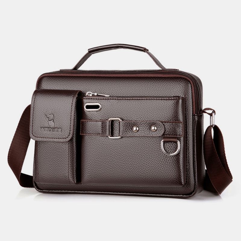 Weixier Miesten Tekonahka Vintage Suurikapasiteettinen Crossbody-laukku Business Monitoiminen Kestävä Salkkulaukku Messenger Bag