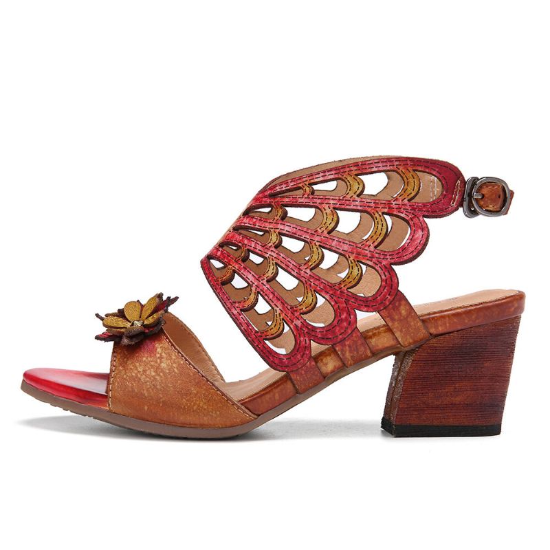 Nahkakukat Leikkaukset Butterfly Wings Solki Slingback Block Heel Sandaalit