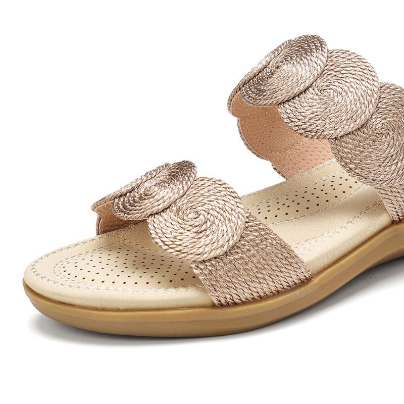 Naisten Bohemian Double Band Woven Beach Casual Wedges Sandaalit