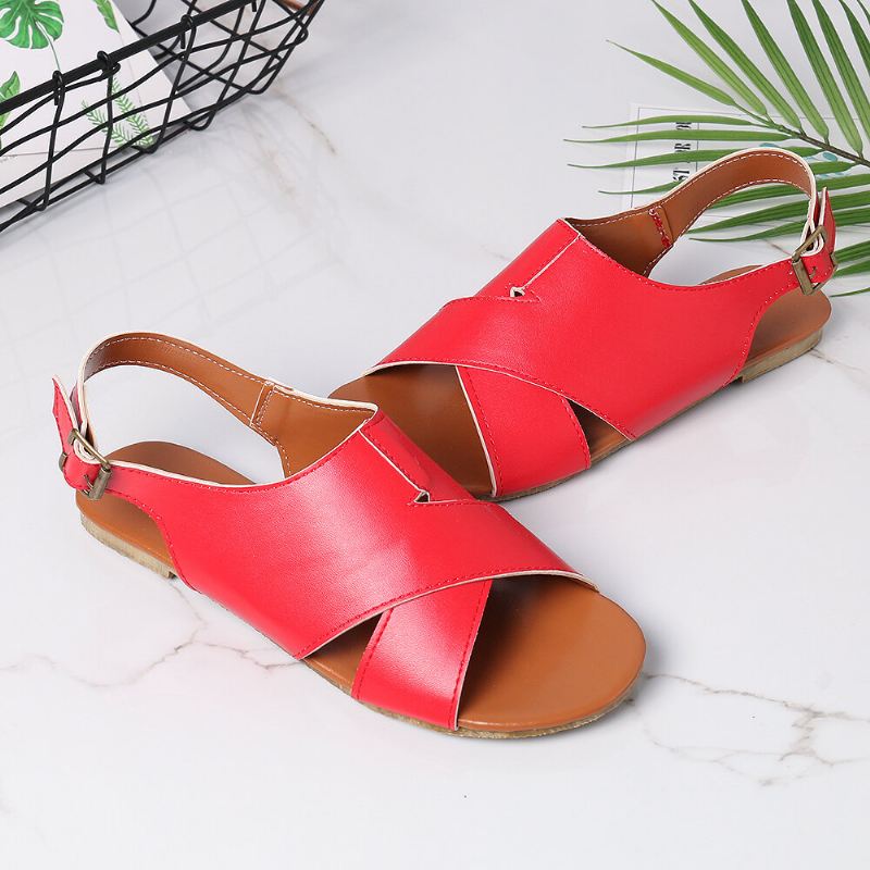 Wome Beach Peep Toe Cross-solkivat Sandaalit