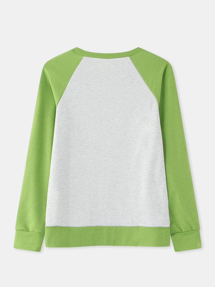 Naisten Sarjakuva Eläinprintti O-kaula Kontrasti Raglan Sleeve Casual Puserot