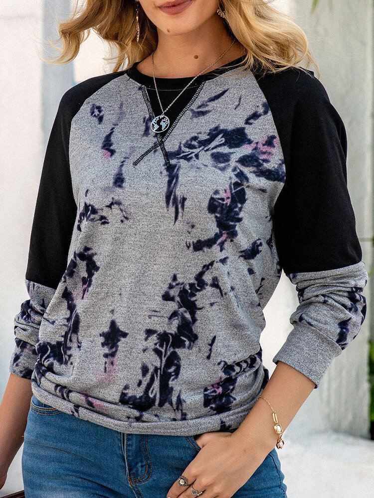 Naisten Solmio Tilkkuvärinen Raglan Sleeves-pusero