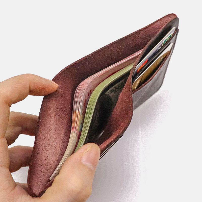 Miesten Bifold Ohut Lompakko Yksinkertainen Retro Retro Kasvisparkittu Nahka Korttikotelo Kolikko Kukkaro Money Clip