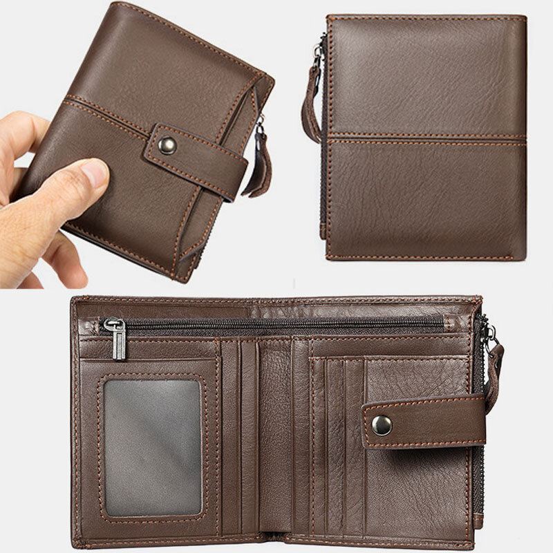 Miesten Lyhyt Bifold Rfid-estolompakko Retro Casual Multi-card Slot Card-kotelo Lehmännahkainen Ajokorttilompakko