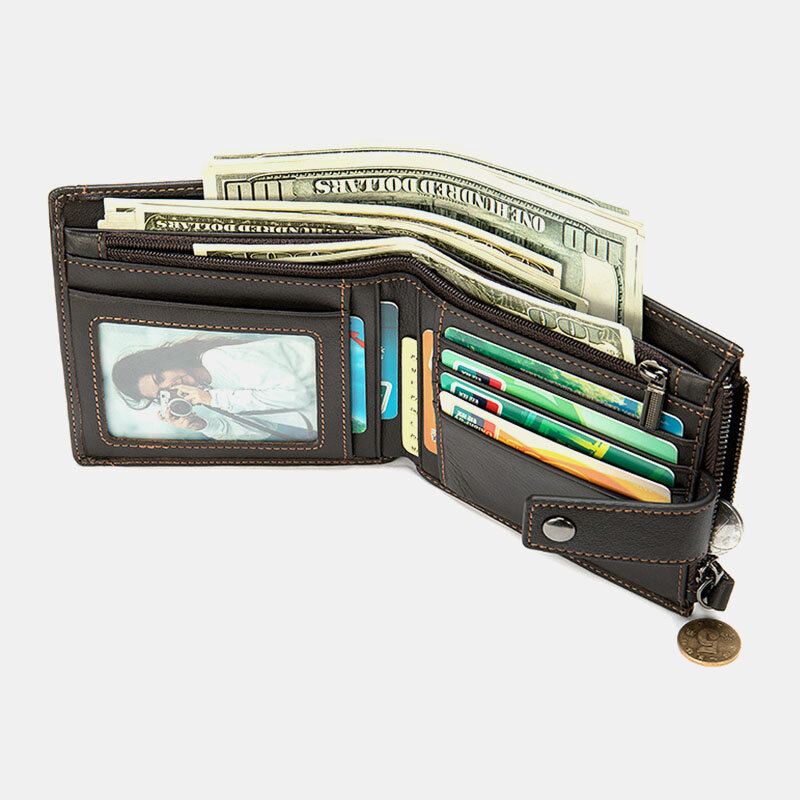 Miesten Lyhyt Bifold Rfid-estolompakko Retro Casual Multi-card Slot Card-kotelo Lehmännahkainen Ajokorttilompakko