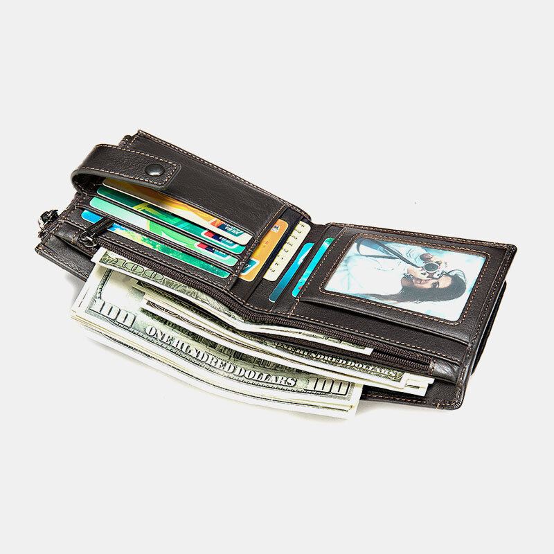 Miesten Lyhyt Bifold Rfid-estolompakko Retro Casual Multi-card Slot Card-kotelo Lehmännahkainen Ajokorttilompakko