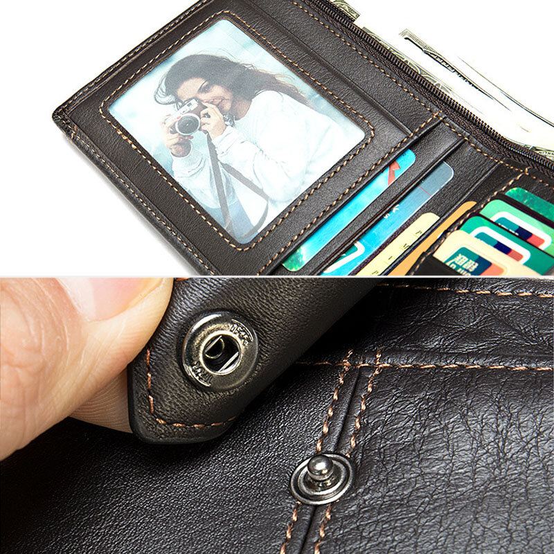 Miesten Lyhyt Bifold Rfid-estolompakko Retro Casual Multi-card Slot Card-kotelo Lehmännahkainen Ajokorttilompakko