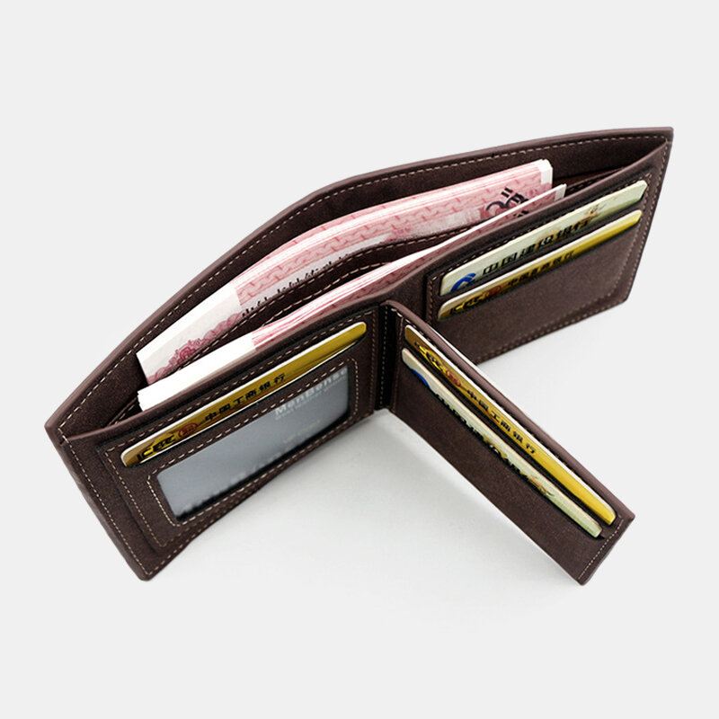 Miesten Pu Matta Nahkainen 9 Korttipaikka Korttikotelo Muoti Lyhyt Bifold Ulompi Nappi Kolikkokukkaro Money Clip Lompakko