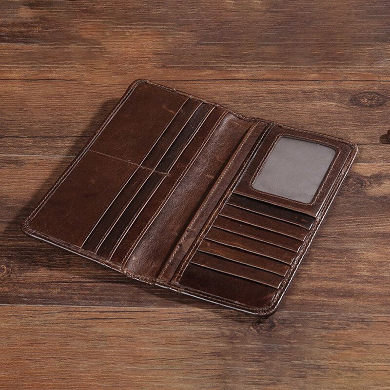 Miesten Retro Pitkä Bifold Aito Nahkalompakko Casual 12 Card Slot Korttipidike Rahapidike Kytkinlaukku