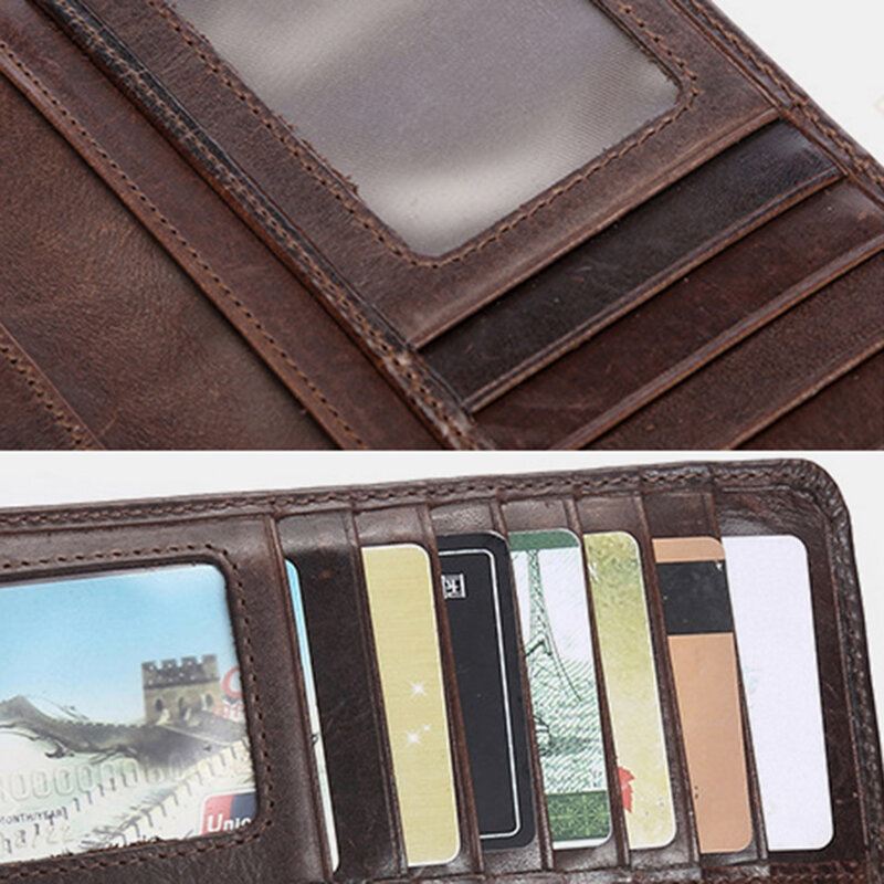 Miesten Retro Pitkä Bifold Aito Nahkalompakko Casual 12 Card Slot Korttipidike Rahapidike Kytkinlaukku