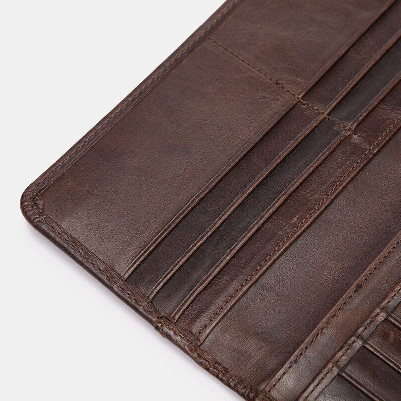 Miesten Retro Pitkä Bifold Aito Nahkalompakko Casual 12 Card Slot Korttipidike Rahapidike Kytkinlaukku