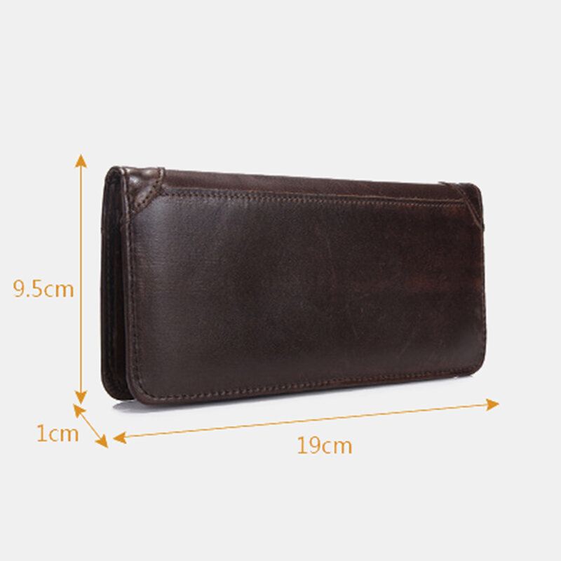 Miesten Retro Pitkä Bifold Aito Nahkalompakko Casual 12 Card Slot Korttipidike Rahapidike Kytkinlaukku