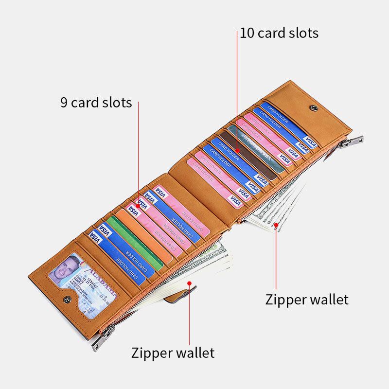 Miesten Vintage Rfid-varkaudenesto Sim-korttipaikka 19 Korttipaikkaa Korttikotelon Lompakko