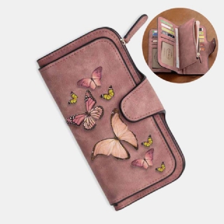 Naisten Butterfly Nelitaittuva Lompakko Kukkaro 14 Korttipaikka 5.5 Tuuman Puhelinlaukku