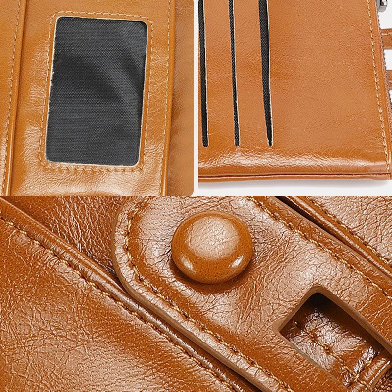 Naisten Rfid Anti Theft 6 Card Slots Oil Wax Bifold Lompakko