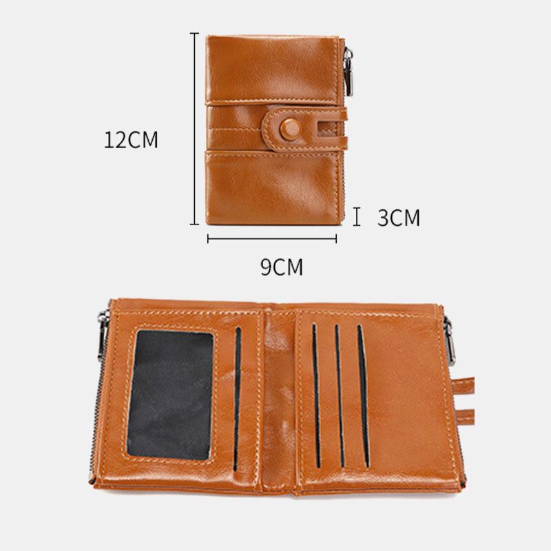 Naisten Rfid Anti Theft 6 Card Slots Oil Wax Bifold Lompakko