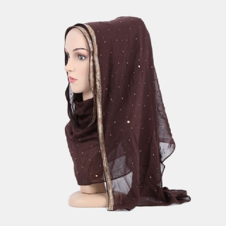 Hijab-huivi Sifonkihelmillä Koristellut Pitkät Huivit