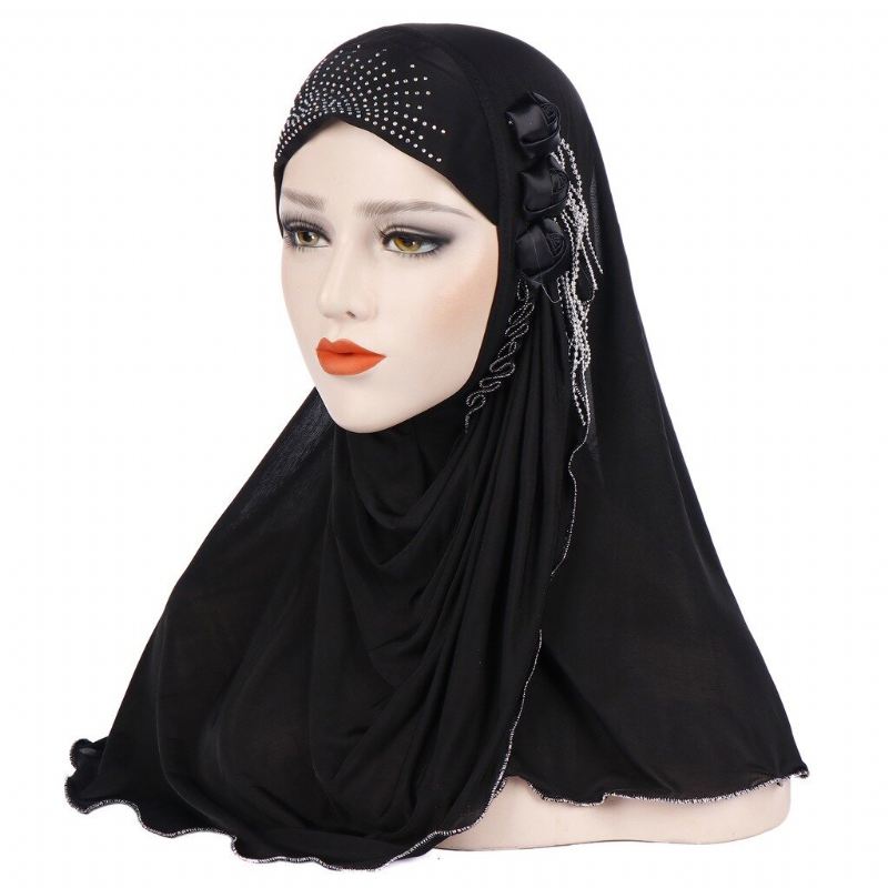 Naisten Uusi Ice Silk Sivu Kolme Kukka Tupsut Arabian Hattu Arab Wrap Huivi Turbaani Hattu