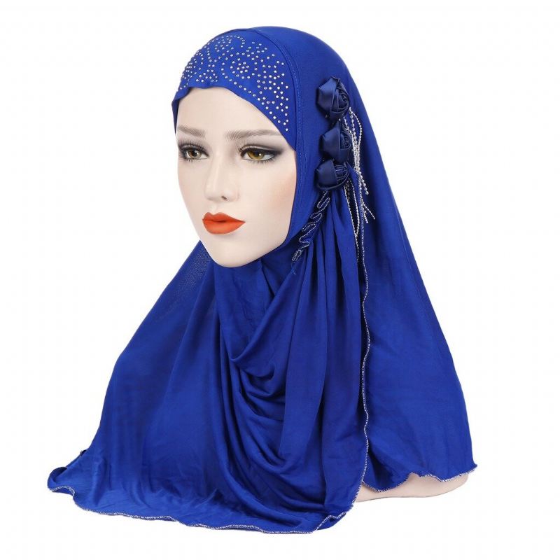 Naisten Uusi Ice Silk Sivu Kolme Kukka Tupsut Arabian Hattu Arab Wrap Huivi Turbaani Hattu