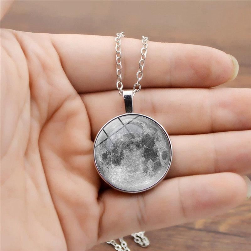 Retro Luminous Moon Pitkä Kaulakoru Sliver Alloy Villapaita Kaulakoru Unisex