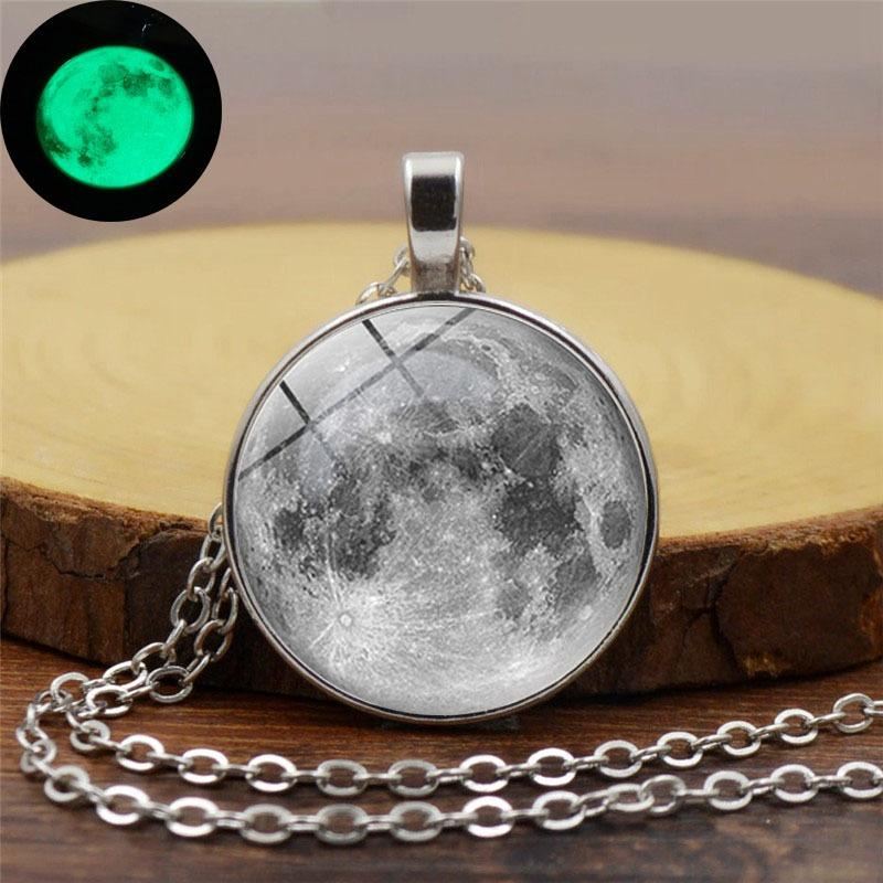 Retro Luminous Moon Pitkä Kaulakoru Sliver Alloy Villapaita Kaulakoru Unisex