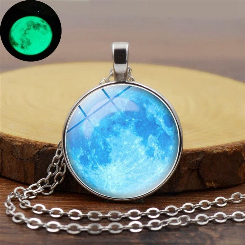 Retro Luminous Moon Pitkä Kaulakoru Sliver Alloy Villapaita Kaulakoru Unisex