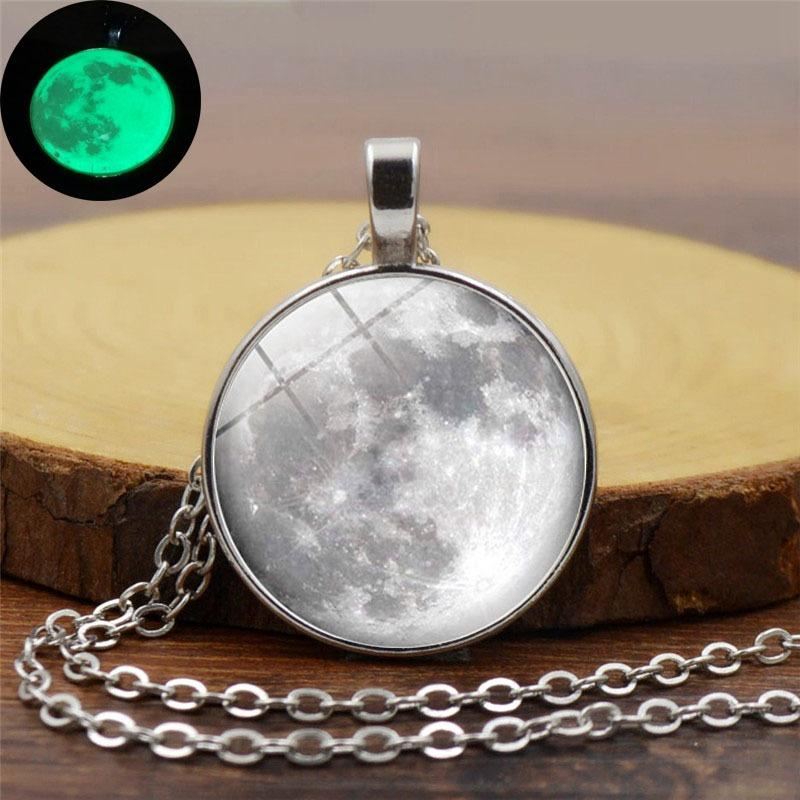 Retro Luminous Moon Pitkä Kaulakoru Sliver Alloy Villapaita Kaulakoru Unisex