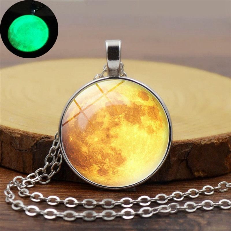 Retro Luminous Moon Pitkä Kaulakoru Sliver Alloy Villapaita Kaulakoru Unisex