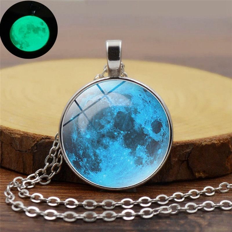 Retro Luminous Moon Pitkä Kaulakoru Sliver Alloy Villapaita Kaulakoru Unisex