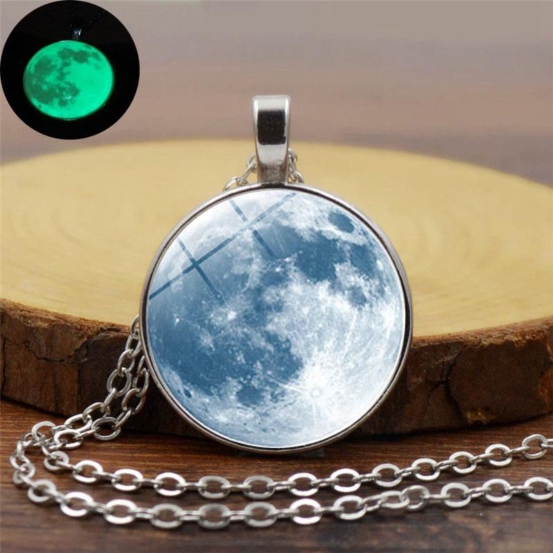 Retro Luminous Moon Pitkä Kaulakoru Sliver Alloy Villapaita Kaulakoru Unisex