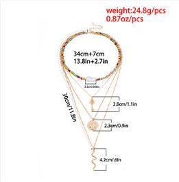 Trendikäs Geometrinen Avain Käärme Riipus Ketju Kaulakoru Monikerroksinen Väri Riisi Helmi Kaulakoru