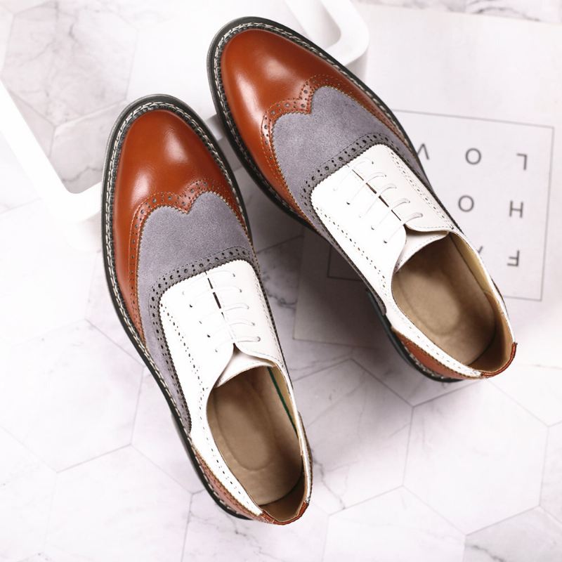 Miesten Brogue Colorblock Oxfords Lace Up Business Casual Juhlakengät