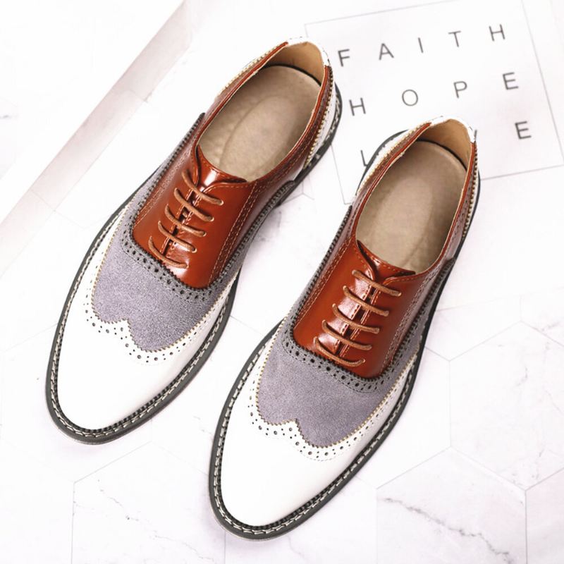 Miesten Brogue Colorblock Oxfords Lace Up Business Casual Juhlakengät