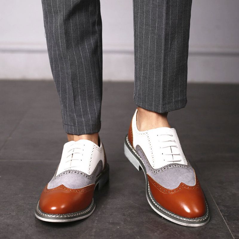 Miesten Brogue Colorblock Oxfords Lace Up Business Casual Juhlakengät