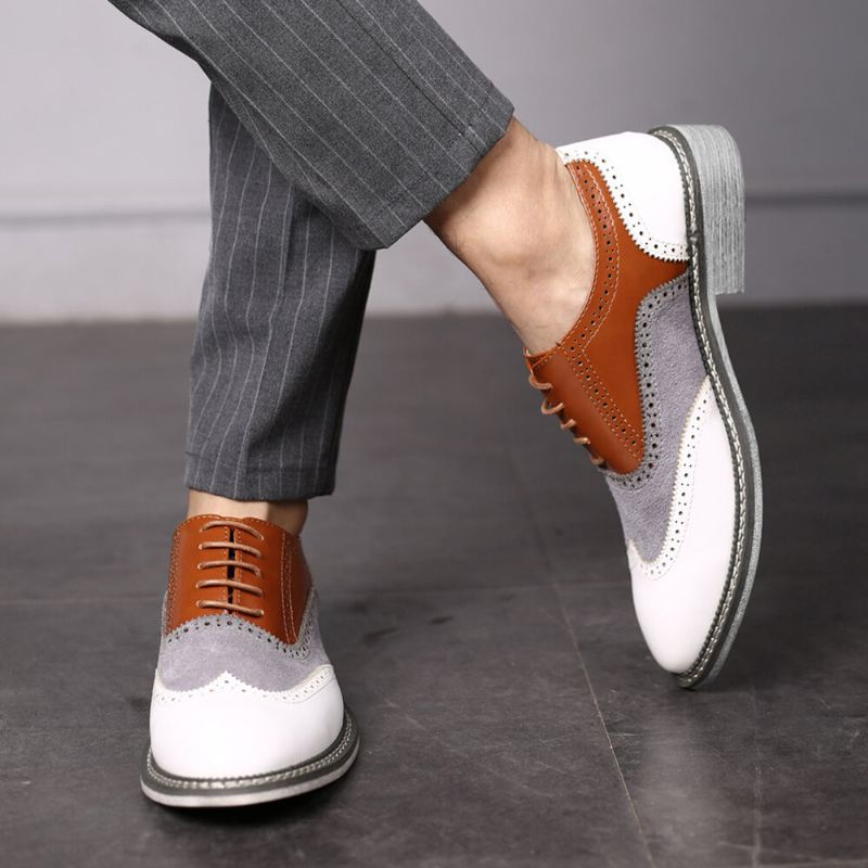 Miesten Brogue Colorblock Oxfords Lace Up Business Casual Juhlakengät