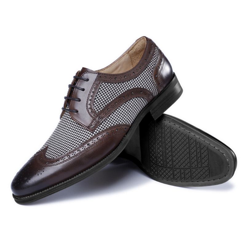 Miesten Brogue Splicing Business Formal Lace Up Oxfords-kengät