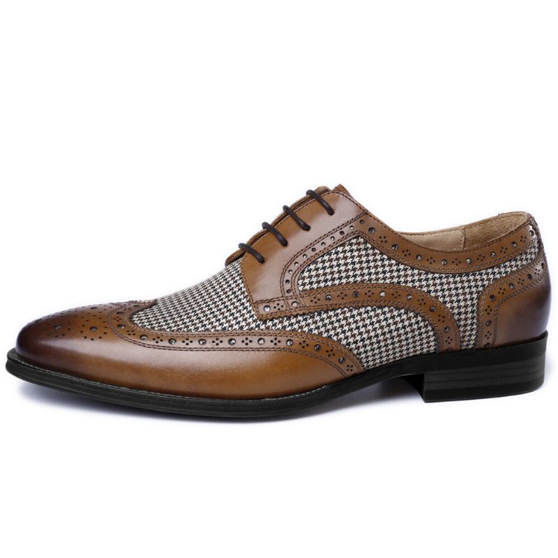 Miesten Brogue Splicing Business Formal Lace Up Oxfords-kengät