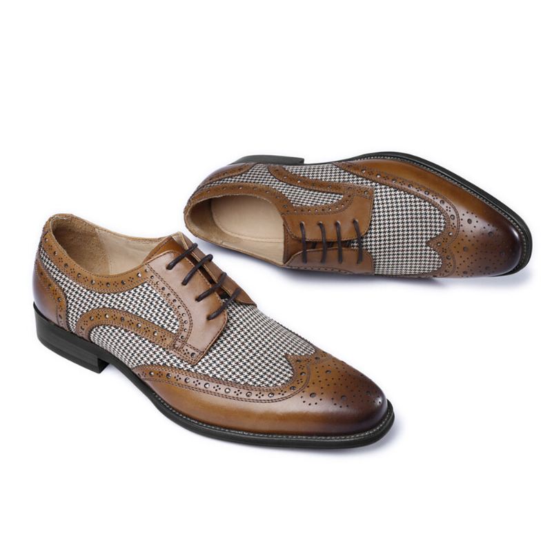 Miesten Brogue Splicing Business Formal Lace Up Oxfords-kengät